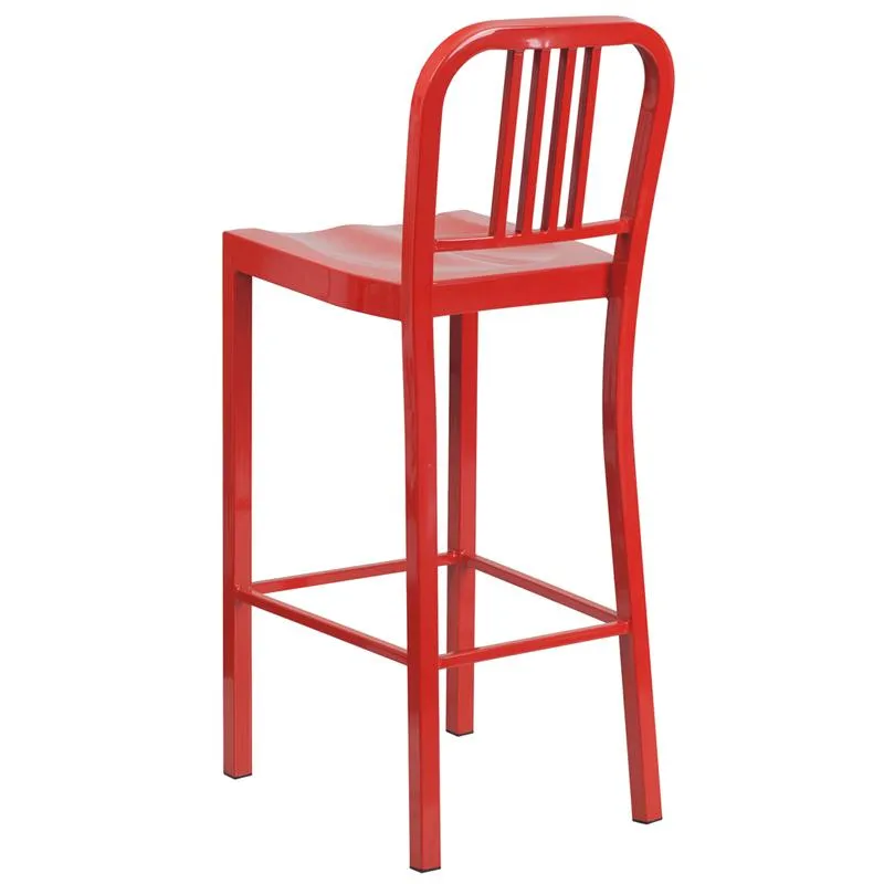 KÄli Red Industrial Low Back Bar Stool