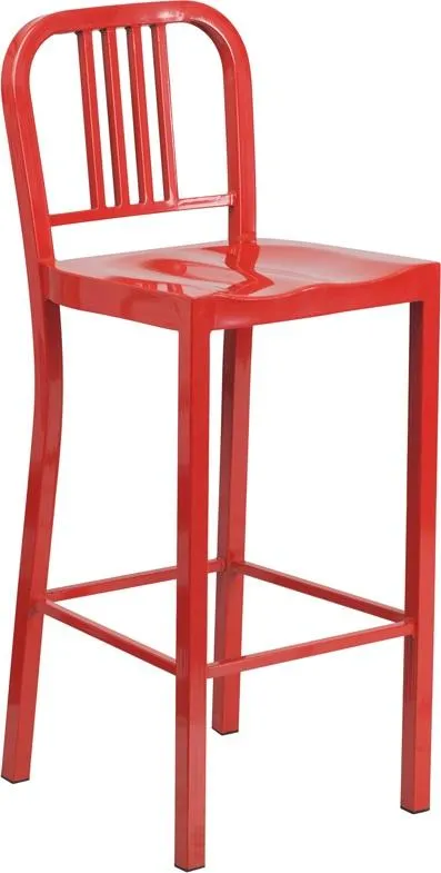 KÄli Red Industrial Low Back Bar Stool