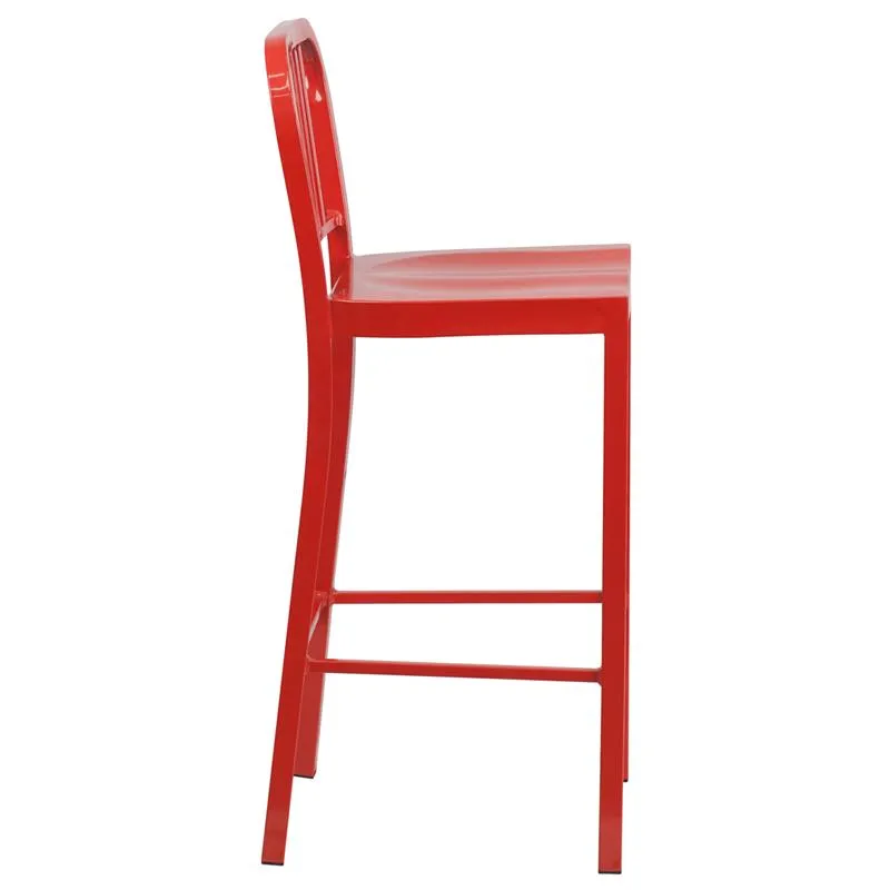 KÄli Red Industrial Low Back Bar Stool