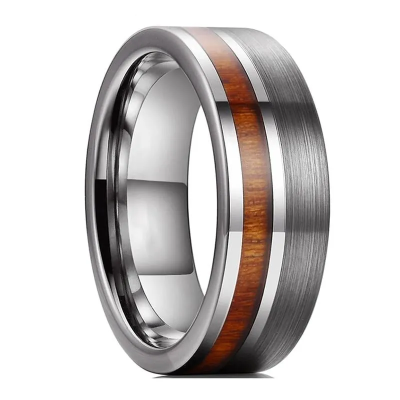 Koa Wood & Tungsten Statement Ring