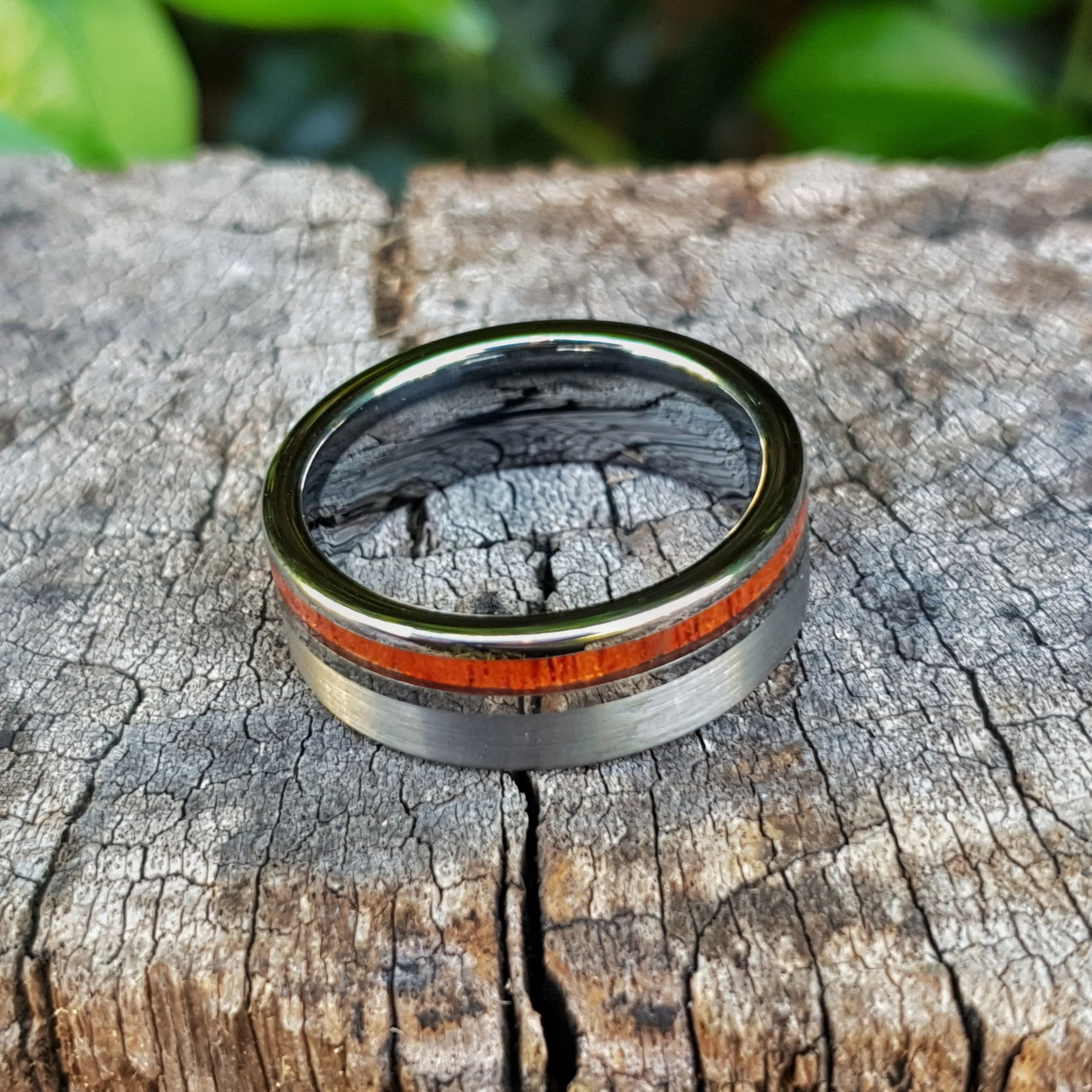 Koa Wood & Tungsten Statement Ring