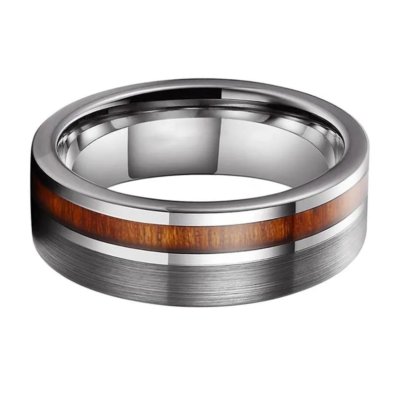 Koa Wood & Tungsten Statement Ring