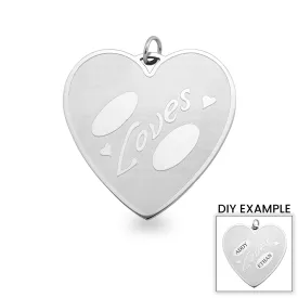 Large Detailed Stainless Steel "Loves" Heart Pendant / SBB0097