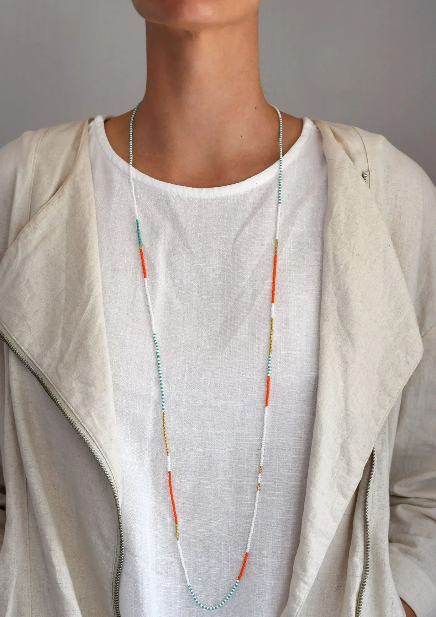 Long Endito Multi Wrap - TURQUOISE/ORANGE/WHITE/GOLD