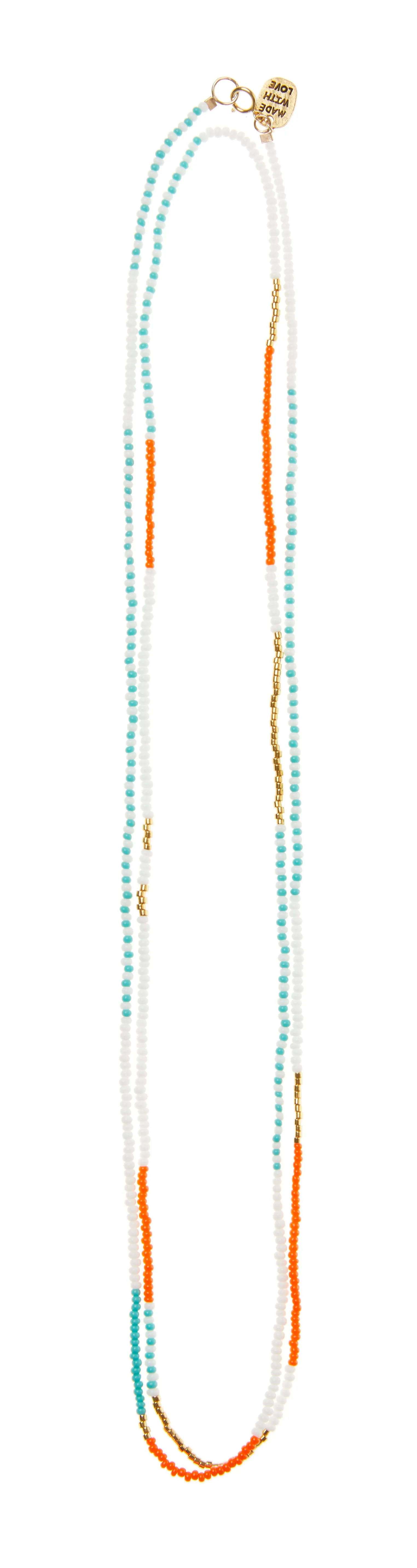 Long Endito Multi Wrap - TURQUOISE/ORANGE/WHITE/GOLD