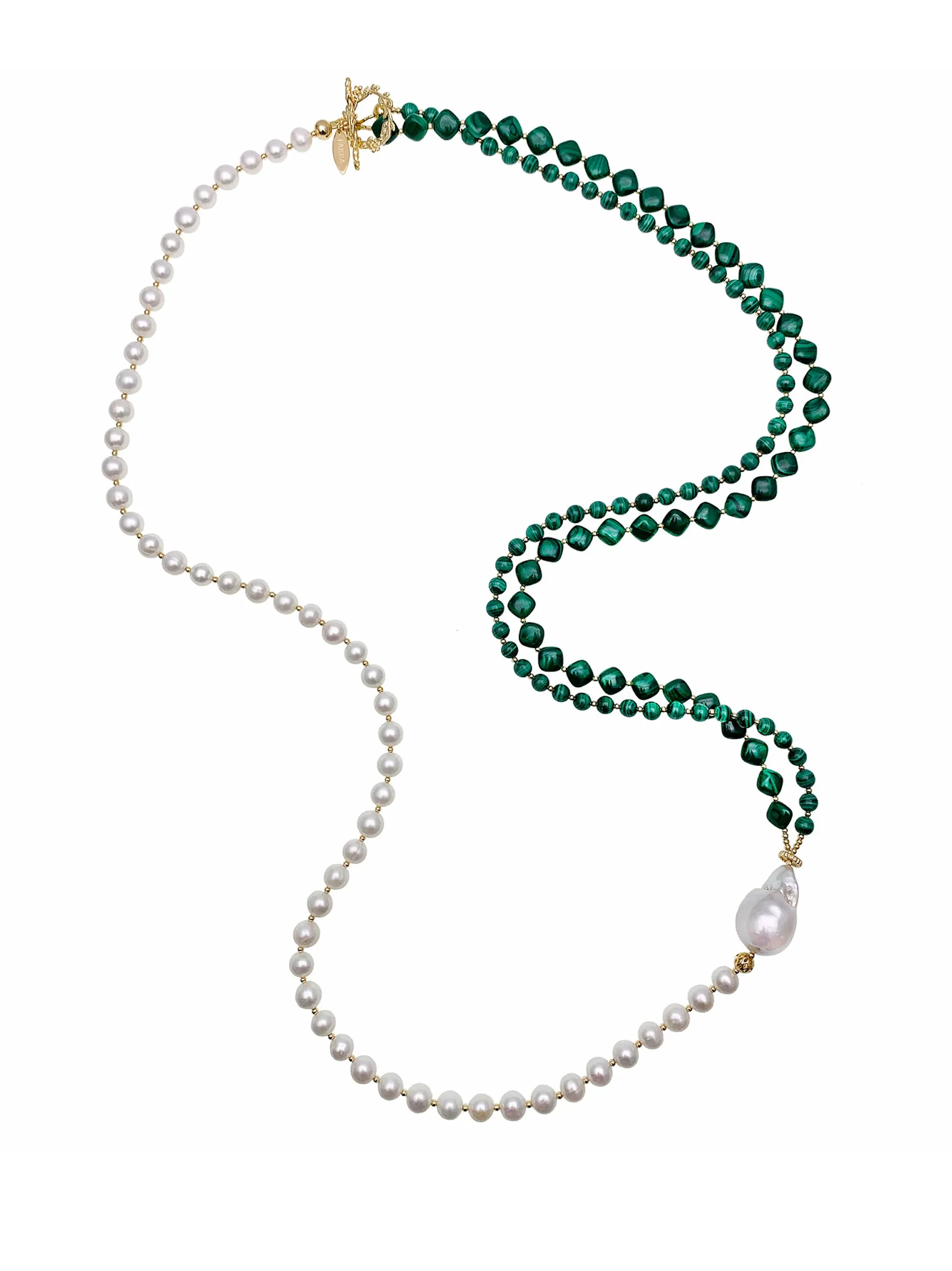 Malachites With Freshwater Pearls Multi Strands Necklace EN003