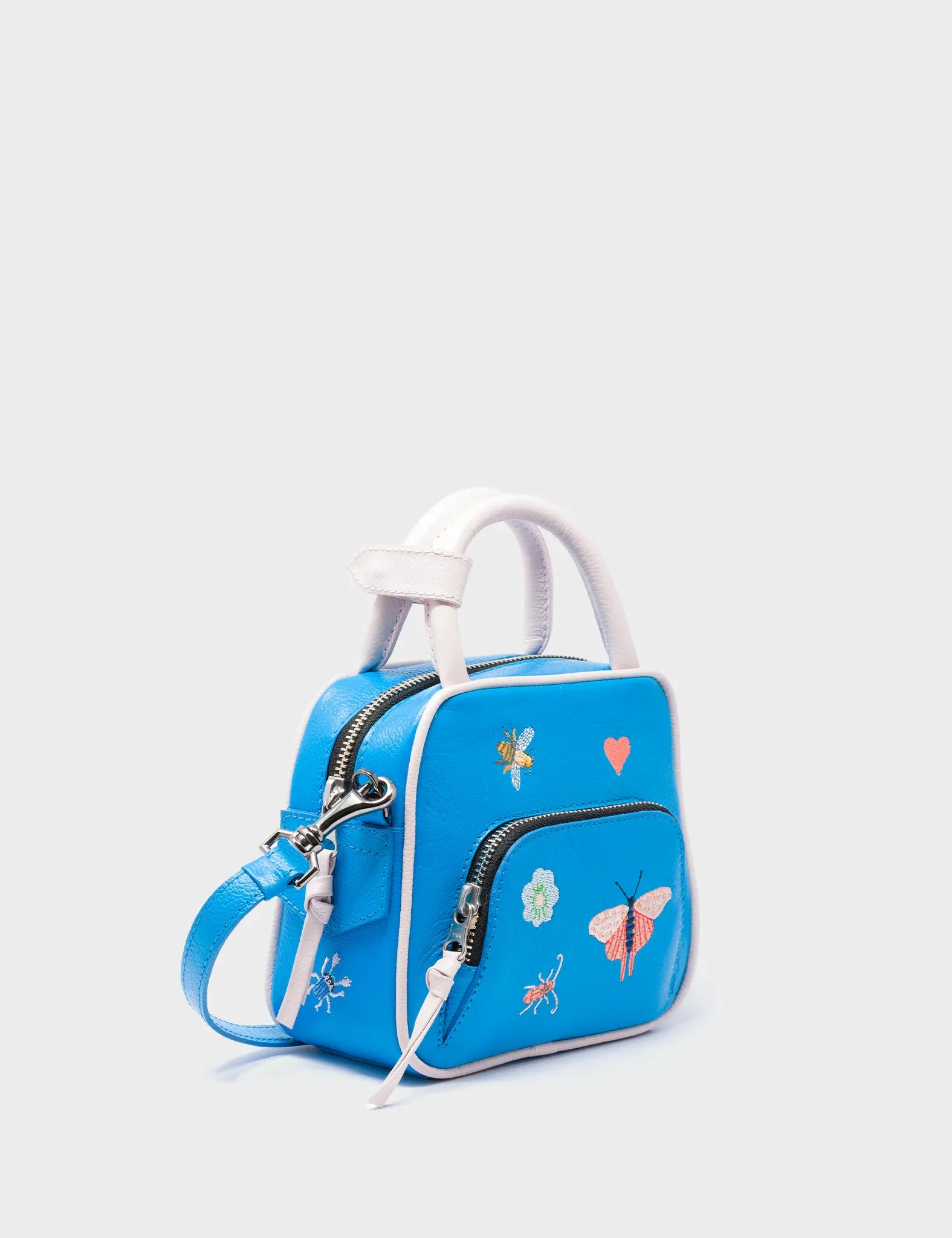 Marino Mini Crossbody Hawaii Blue Leather Bag - Critters Embroidery