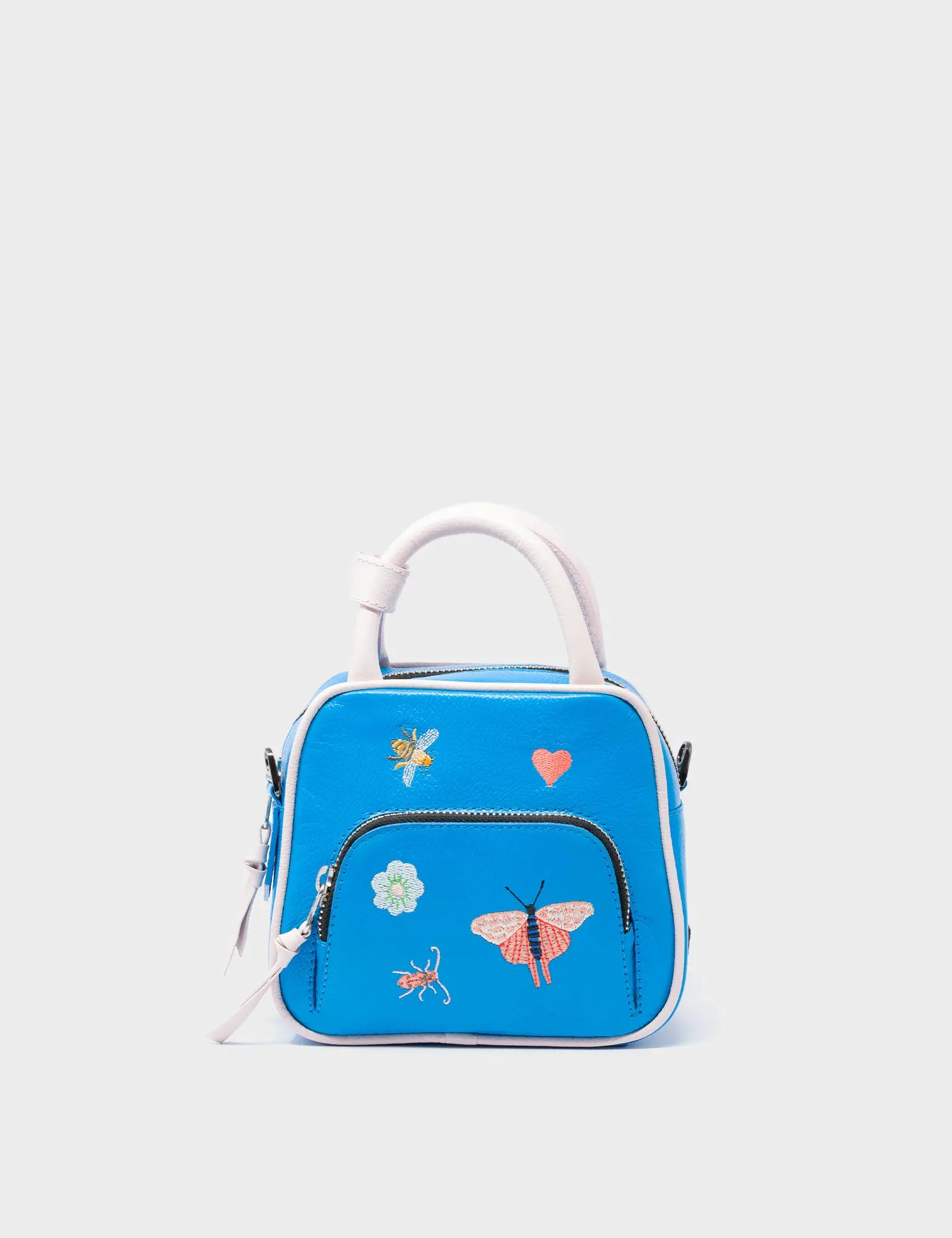 Marino Mini Crossbody Hawaii Blue Leather Bag - Critters Embroidery