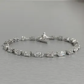 Marquise & Emerald Cut Diamond Tennis Bracelet (7.18 ct Diamonds) in Platinum