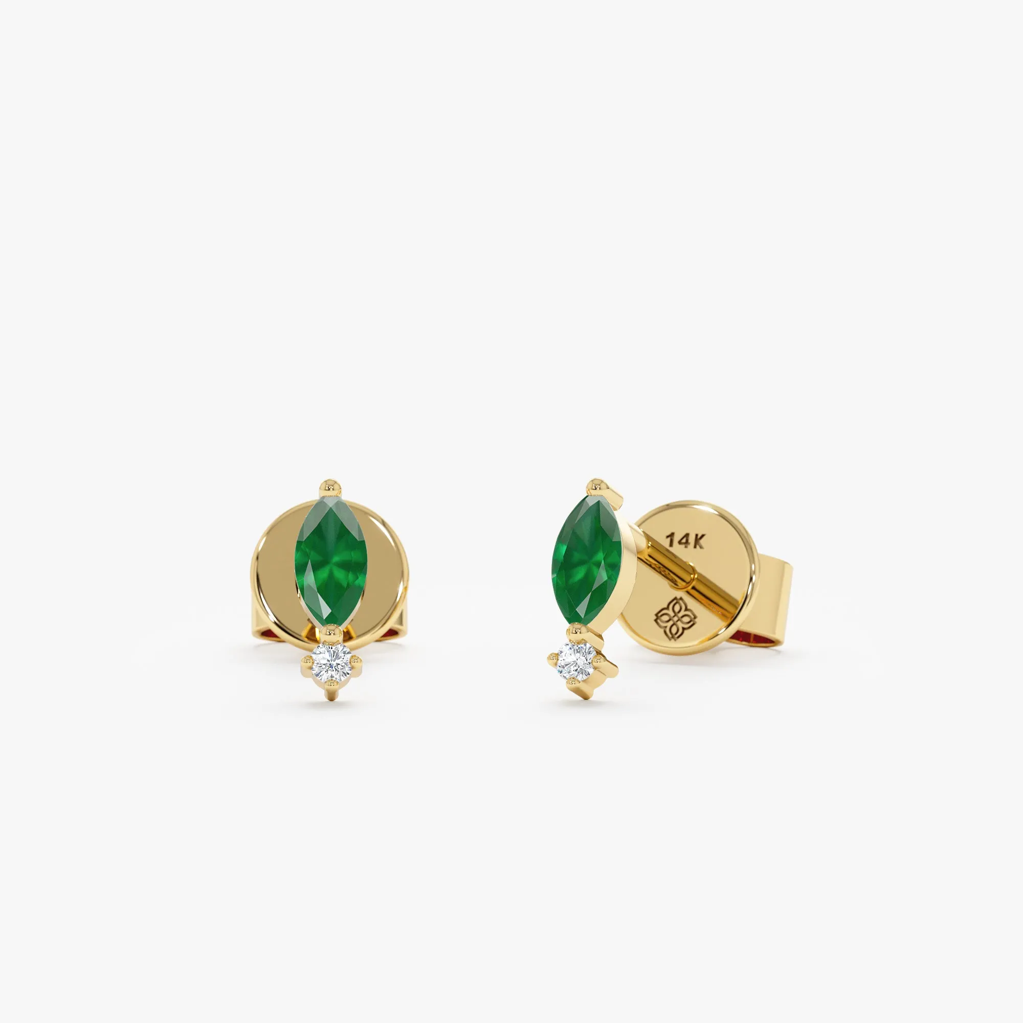 Marquise Emerald and Diamond Studs, Halle