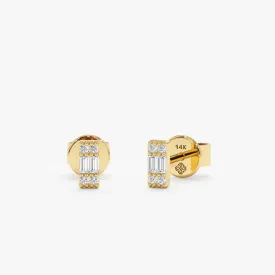 Mini Baguette Cut Diamond Studs, Sarafina