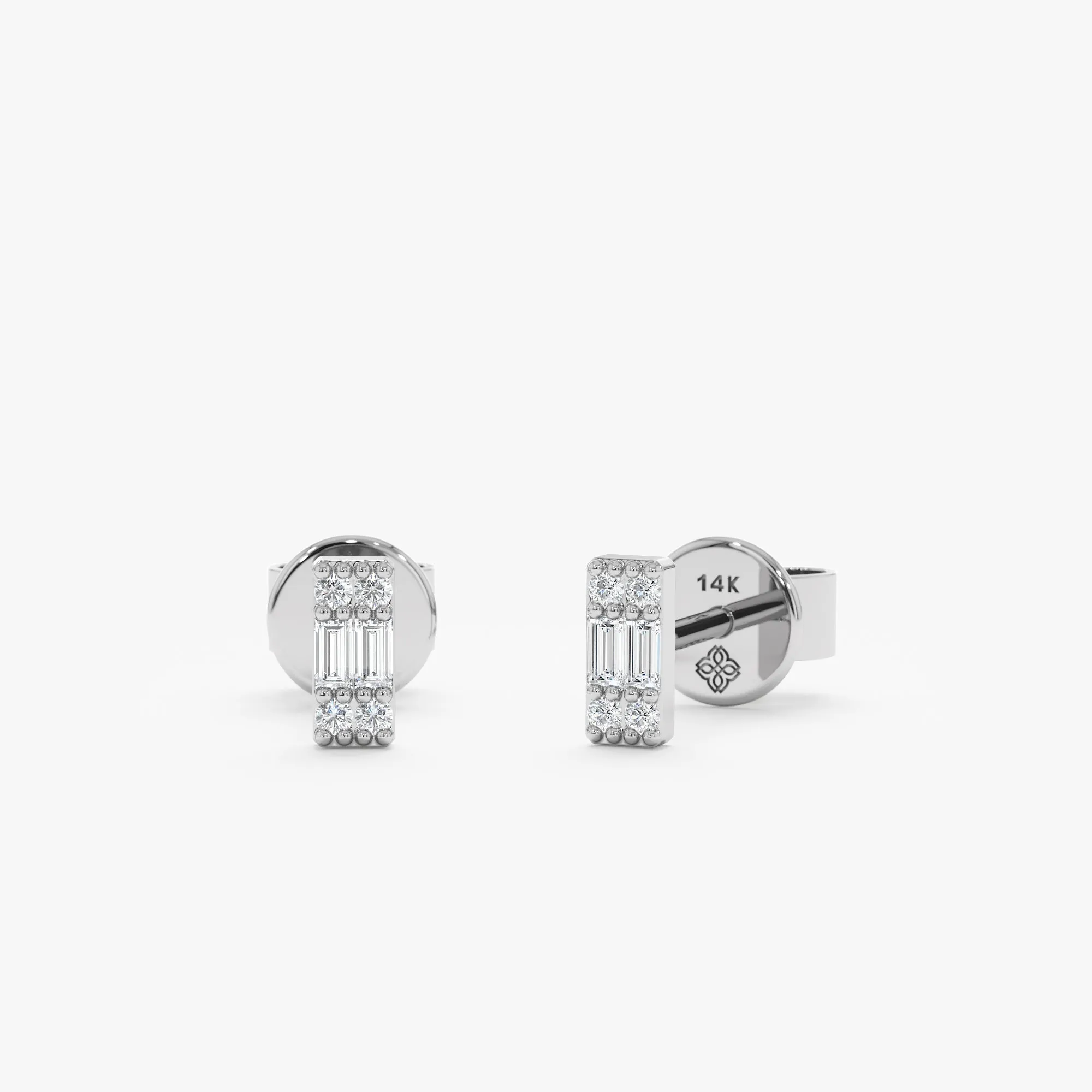 Mini Baguette Cut Diamond Studs, Sarafina