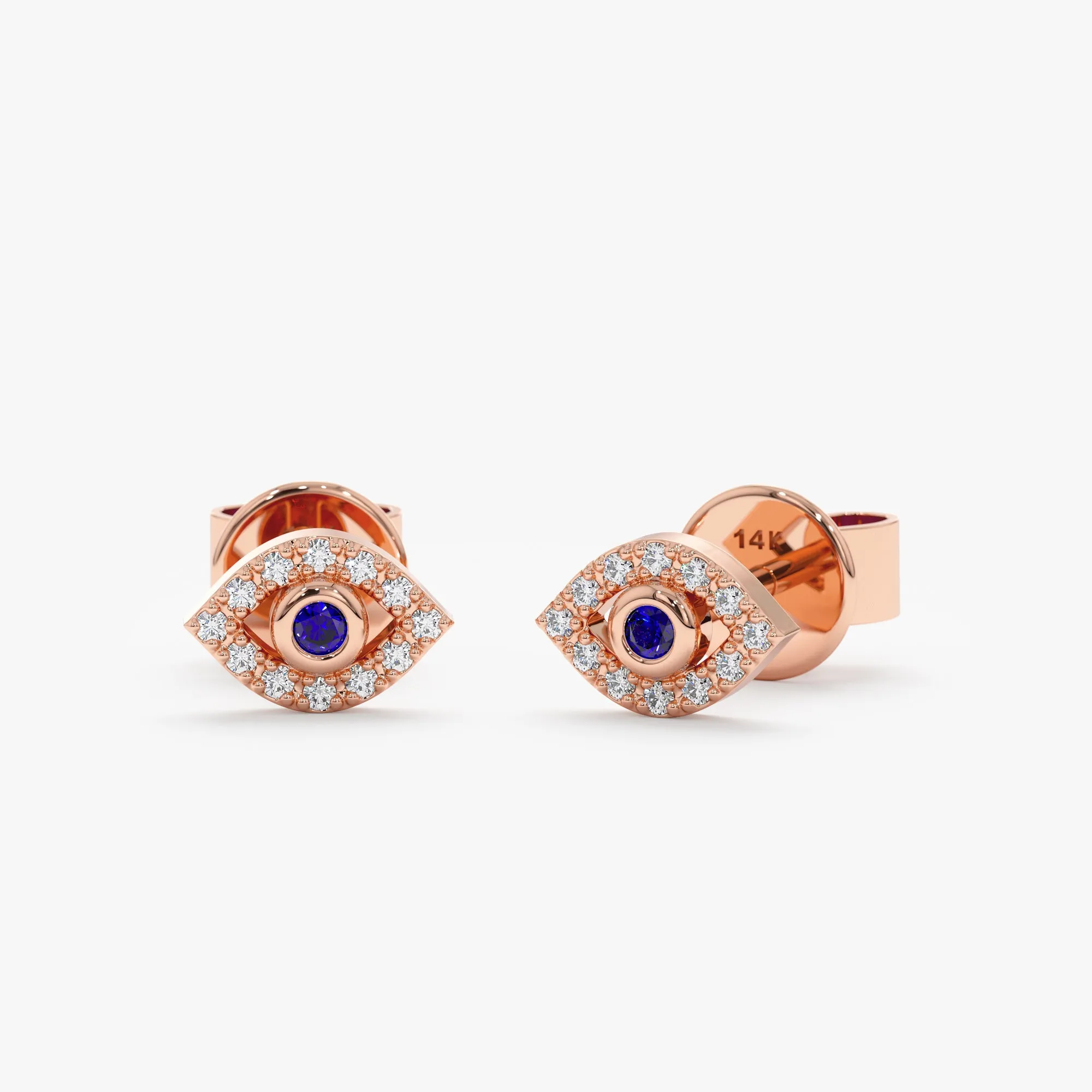 Mini Diamond Sapphire Evil Eye Studs, Serena