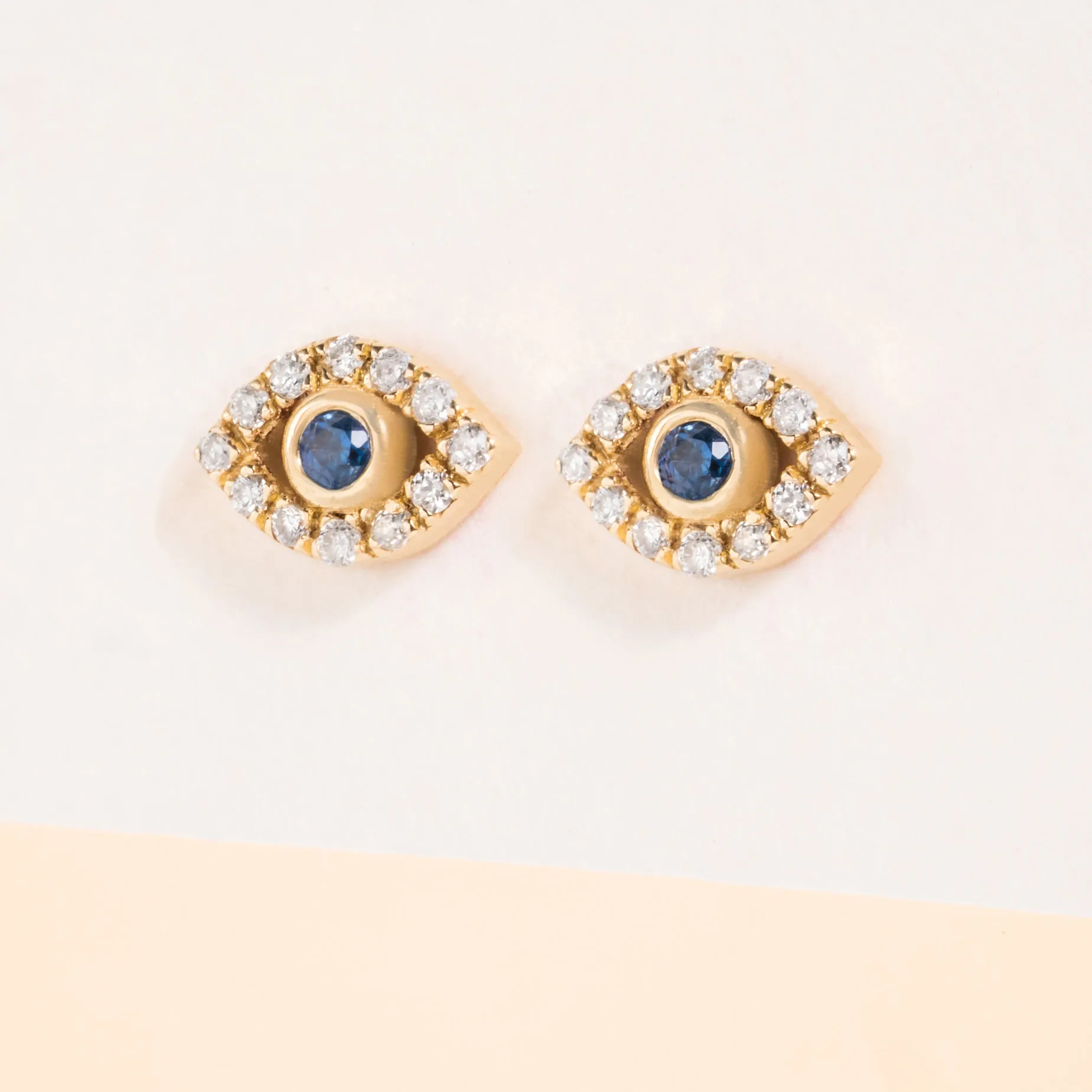 Mini Diamond Sapphire Evil Eye Studs, Serena