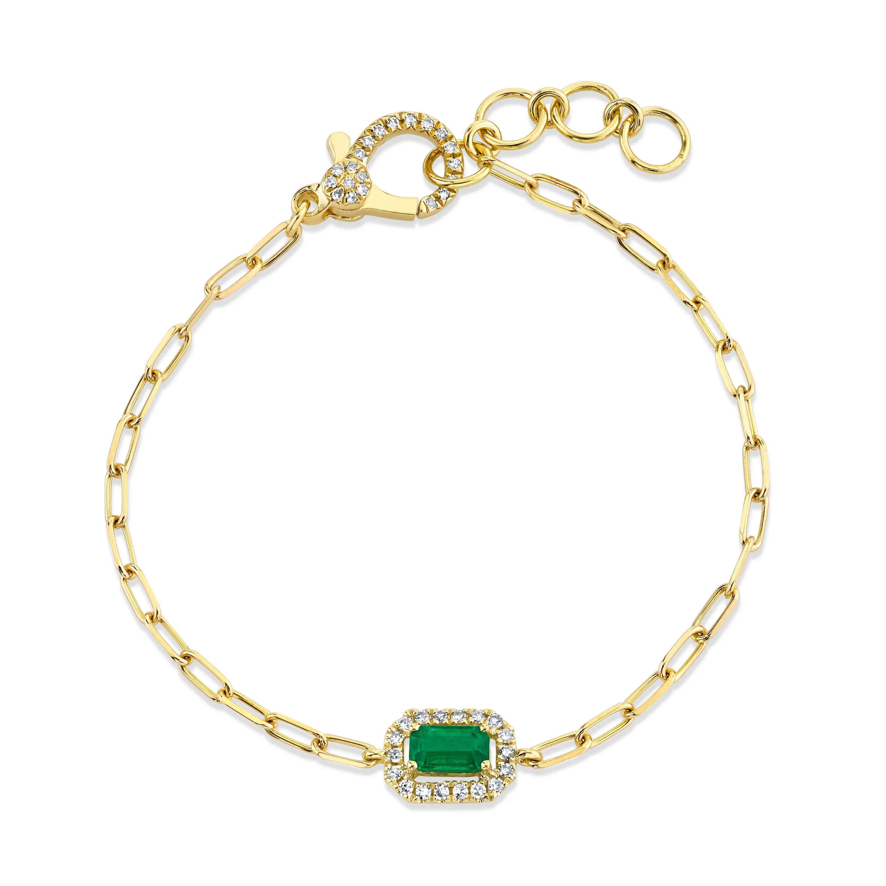 MINI ME EMERALD & DIAMOND HALO DROP BRACELET