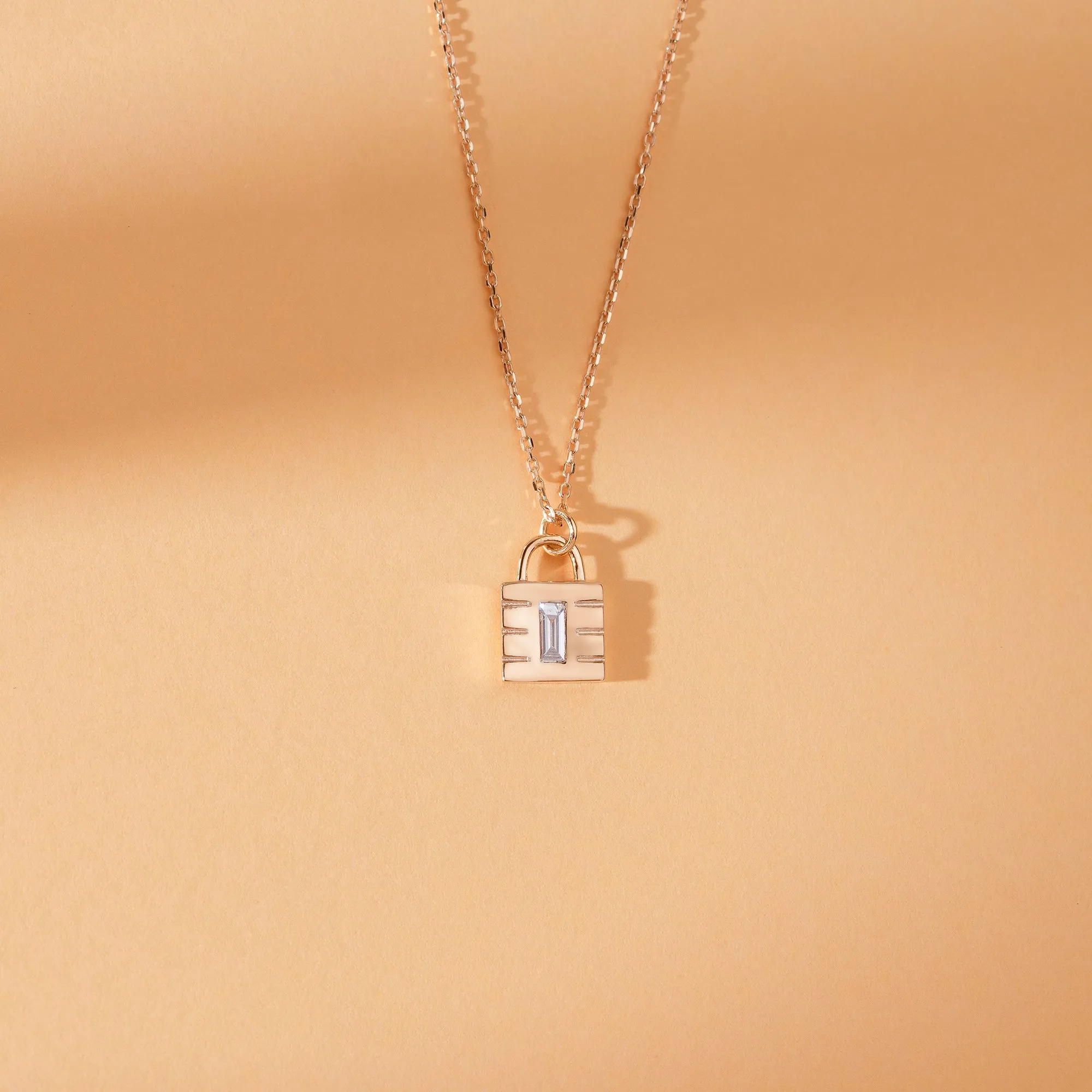 Minimalistic Natural Diamond Padlock Necklace, Patty