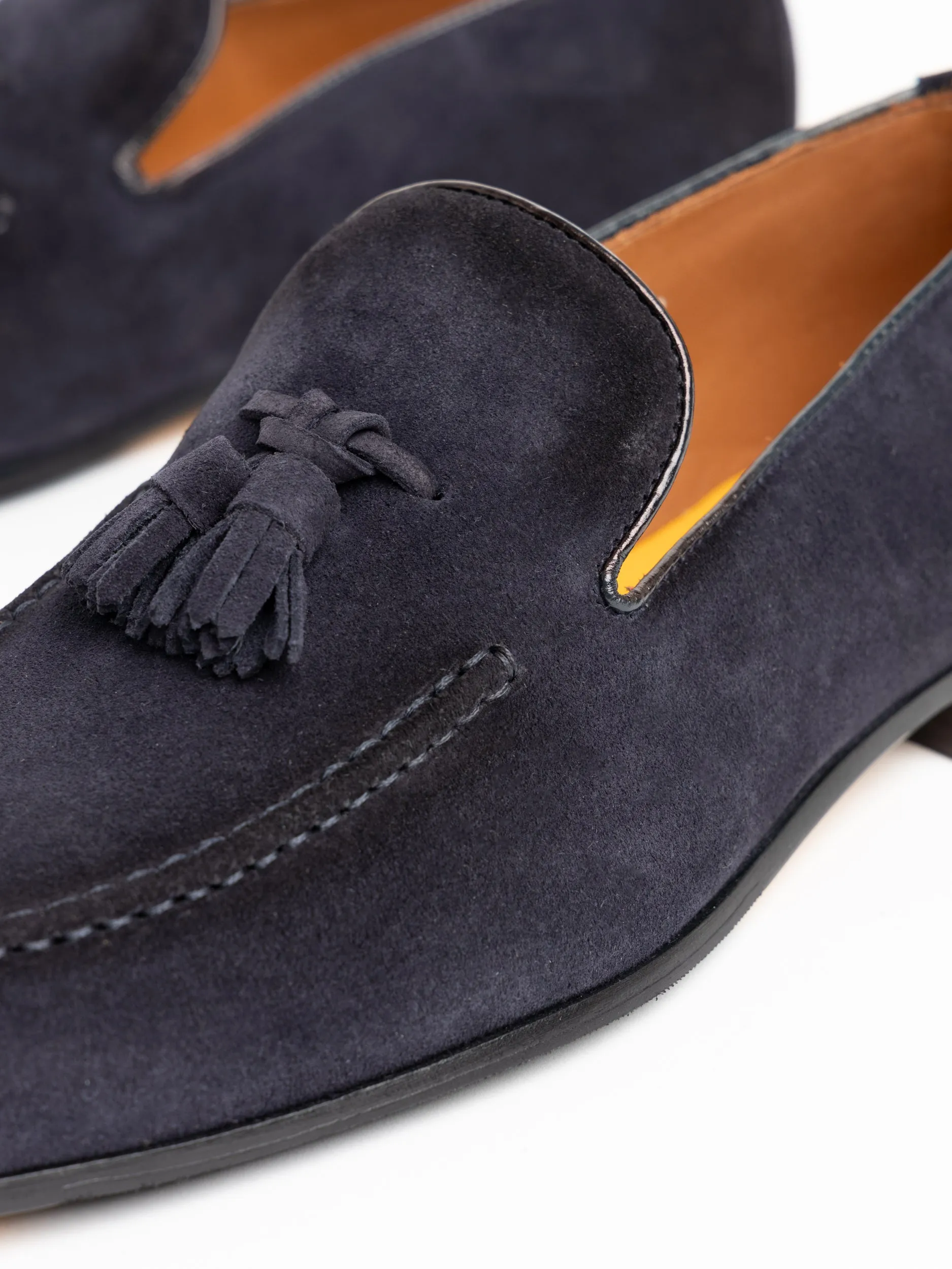 Navy Suede Loafer with Tassels