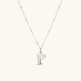 P Initial Pendant Necklace In Silver