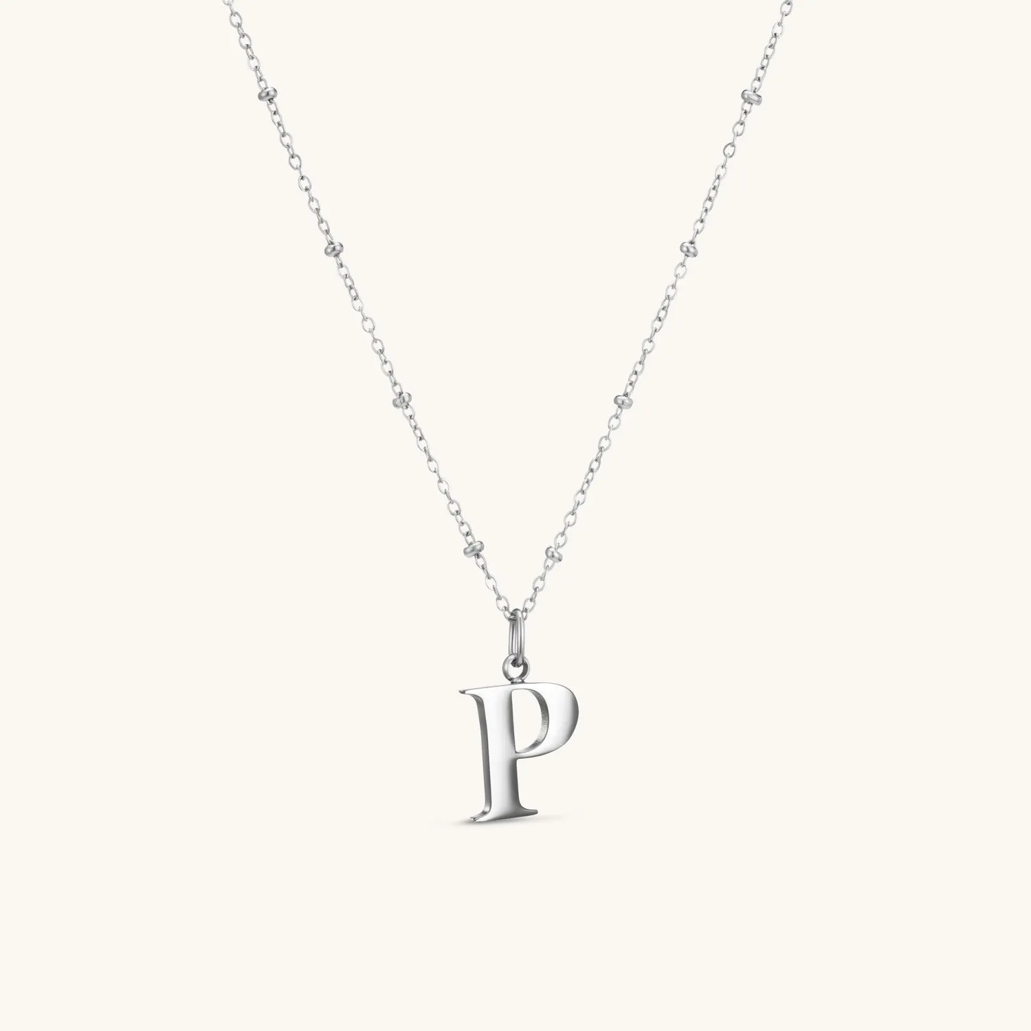 P Initial Pendant Necklace In Silver