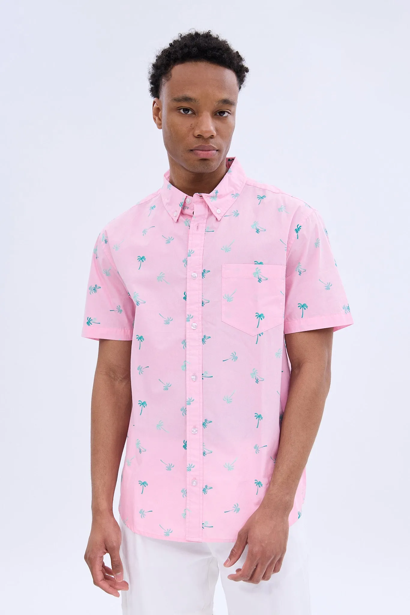 Palms Printed Short Sleeve Poplin Shirt