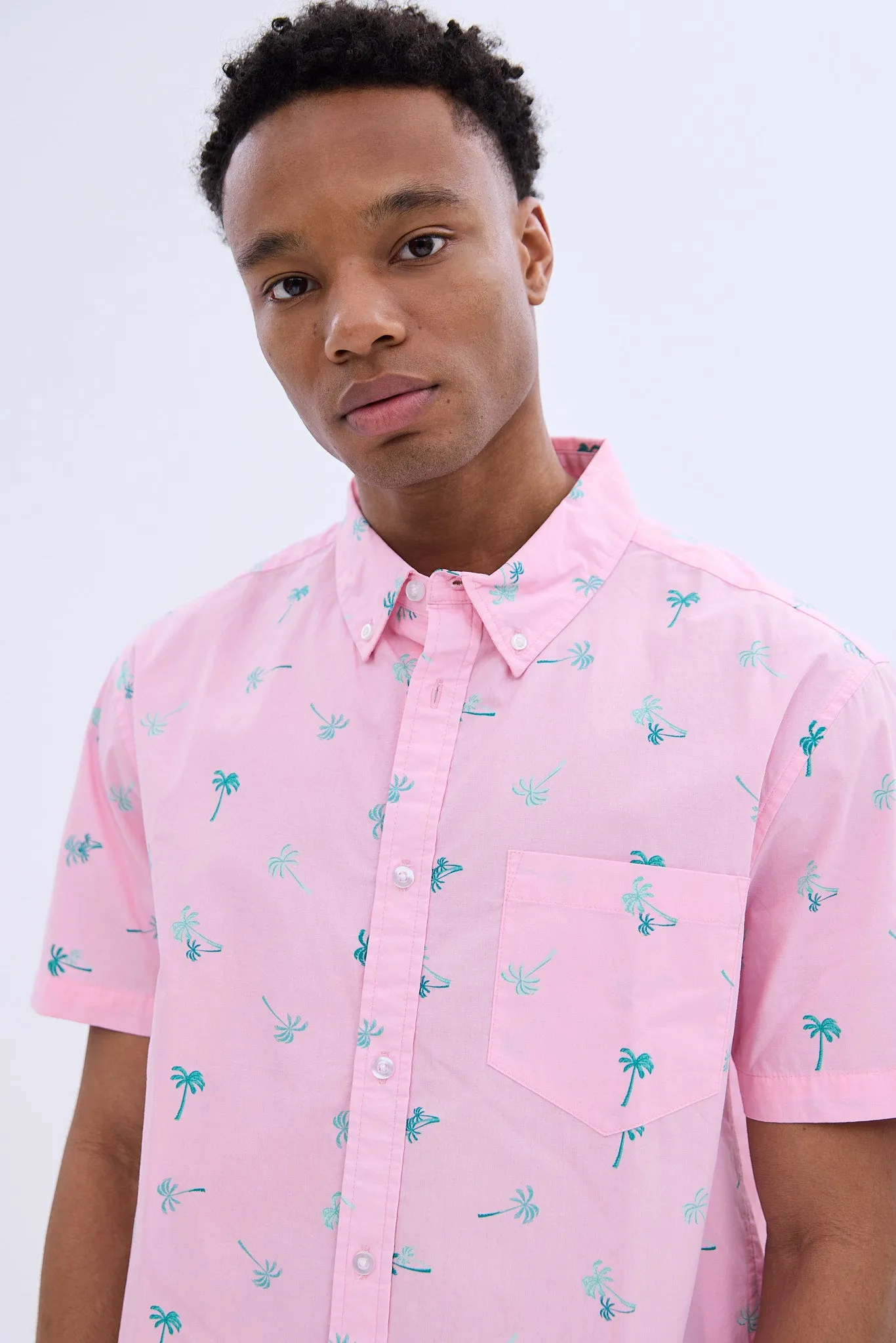 Palms Printed Short Sleeve Poplin Shirt