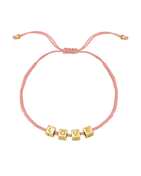 Pink : Alpha Block Bracelet - 18K Gold Vermeil