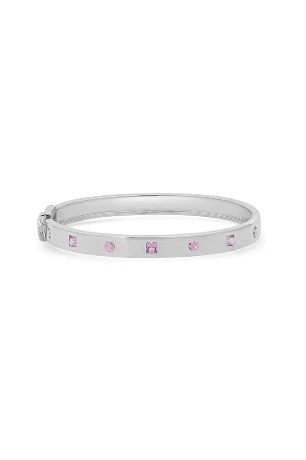 Pink Sapphire Princess Cut and Round Bangle