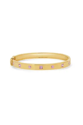 Pink Sapphire Princess Cut and Round Bangle