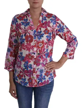 PM Bloom Printed Rose Fonce Classic Shirt