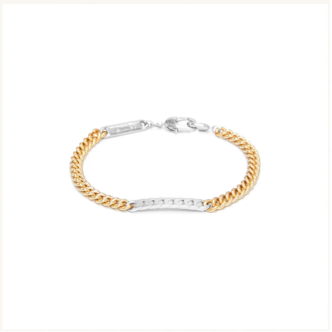 Power Tag Bracelet Mixed Metals Silver Stripe - 18ct Gold-Plated Sterling Silver and sterling silver