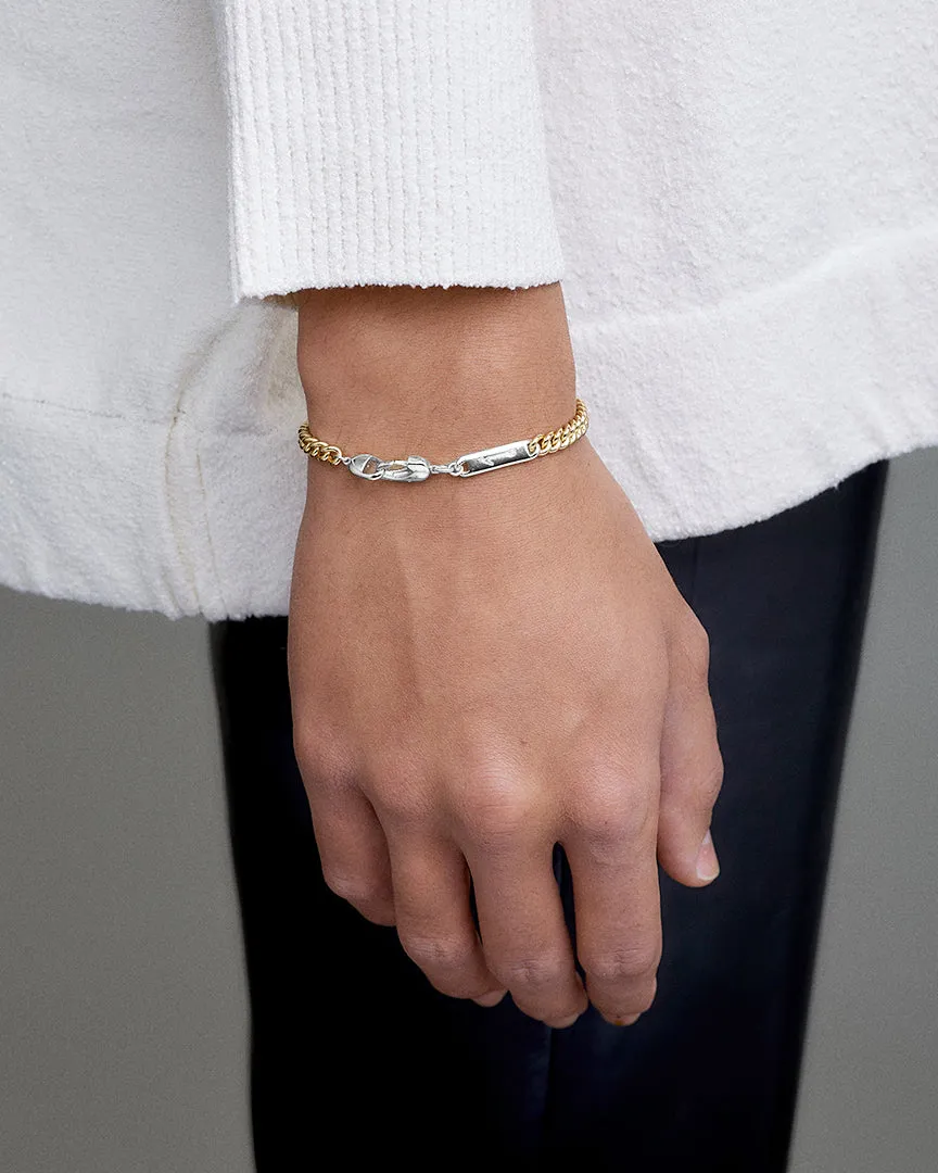 Power Tag Bracelet Mixed Metals Silver Stripe - 18ct Gold-Plated Sterling Silver and sterling silver