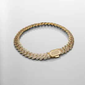 Prong Link Iced Cuban Bracelet (Gold) 8mm