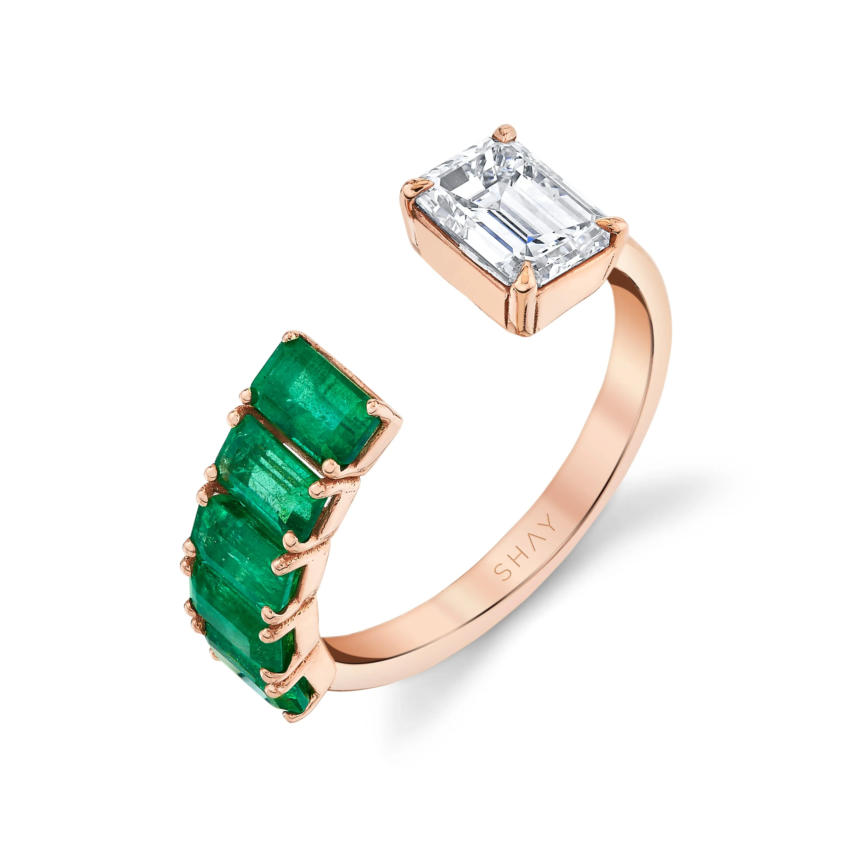 READY TO SHIP DIAMOND & EMERALD CUT FLOATING RING