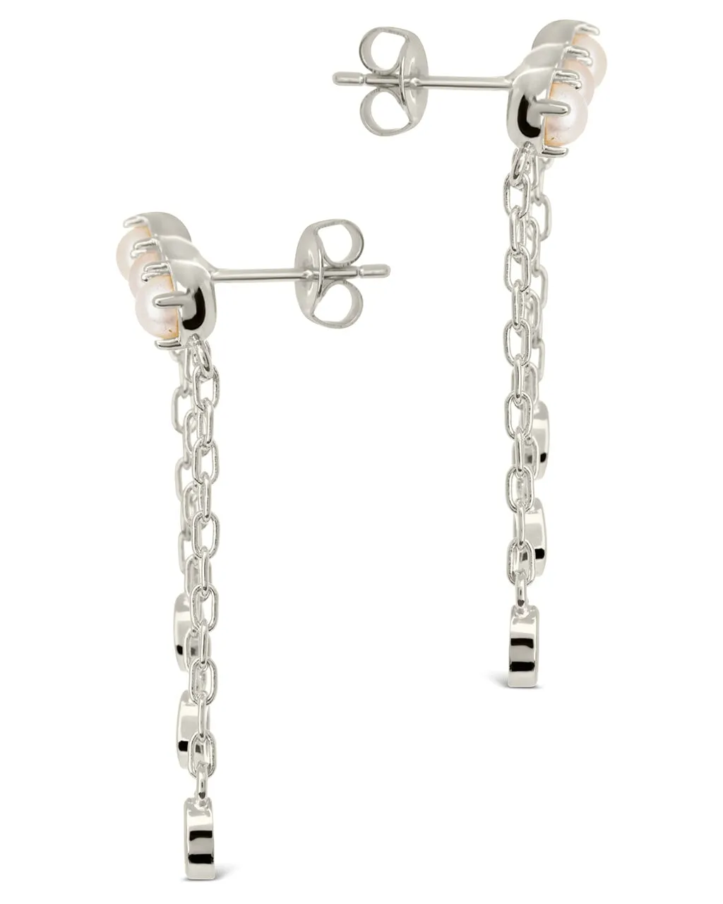 Rhiannon Dangling CZ & Pearl Tiered Stud Earrings