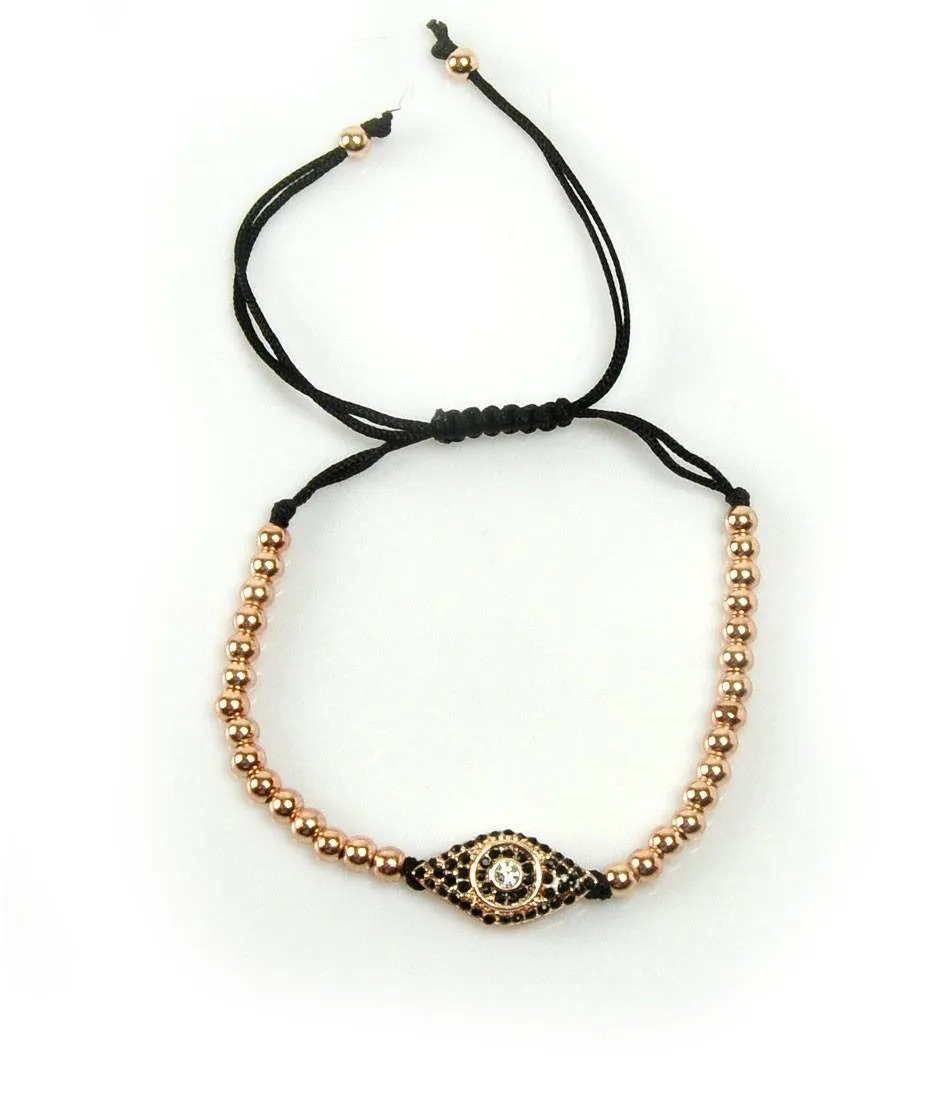 Rose Gold Evil Eye CZ Charm Bracelet