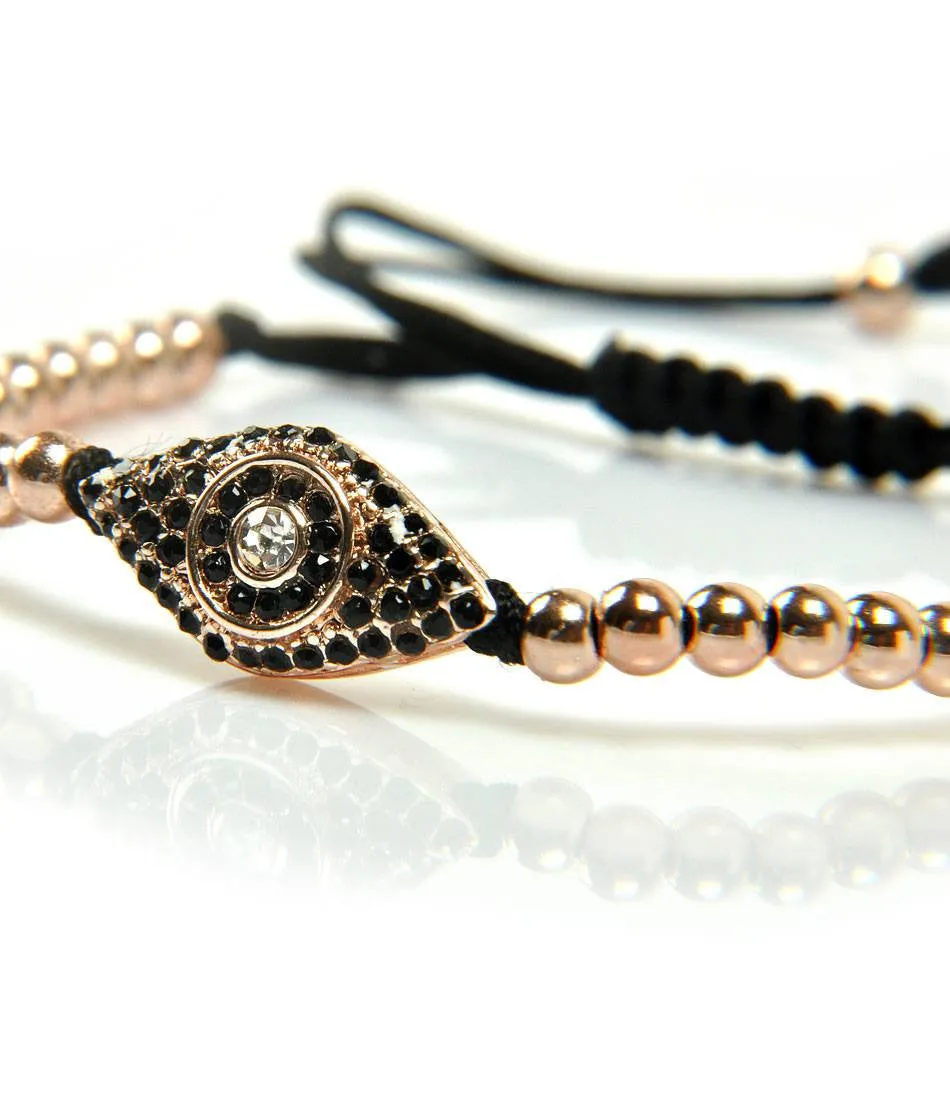 Rose Gold Evil Eye CZ Charm Bracelet