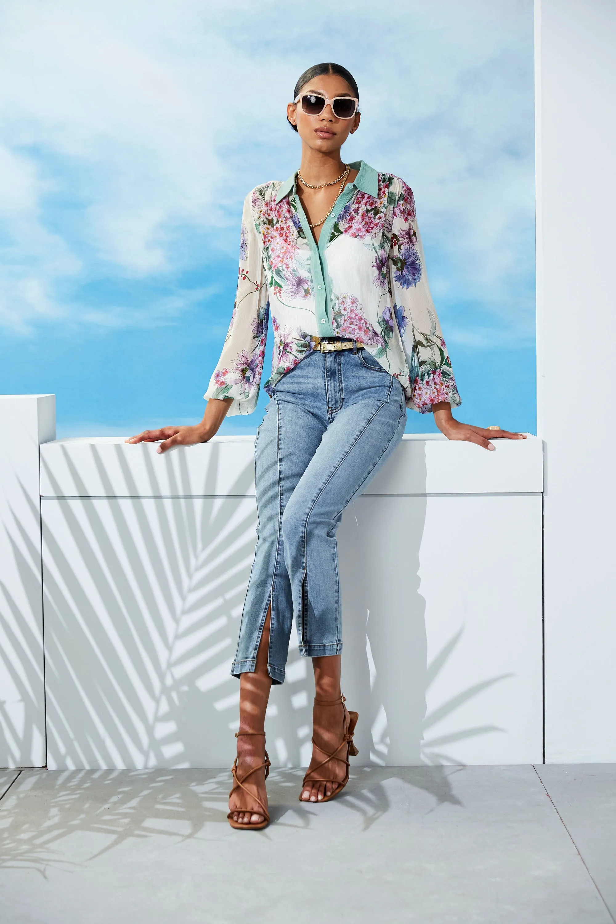 Silk Wind Floral Button Down Shirt