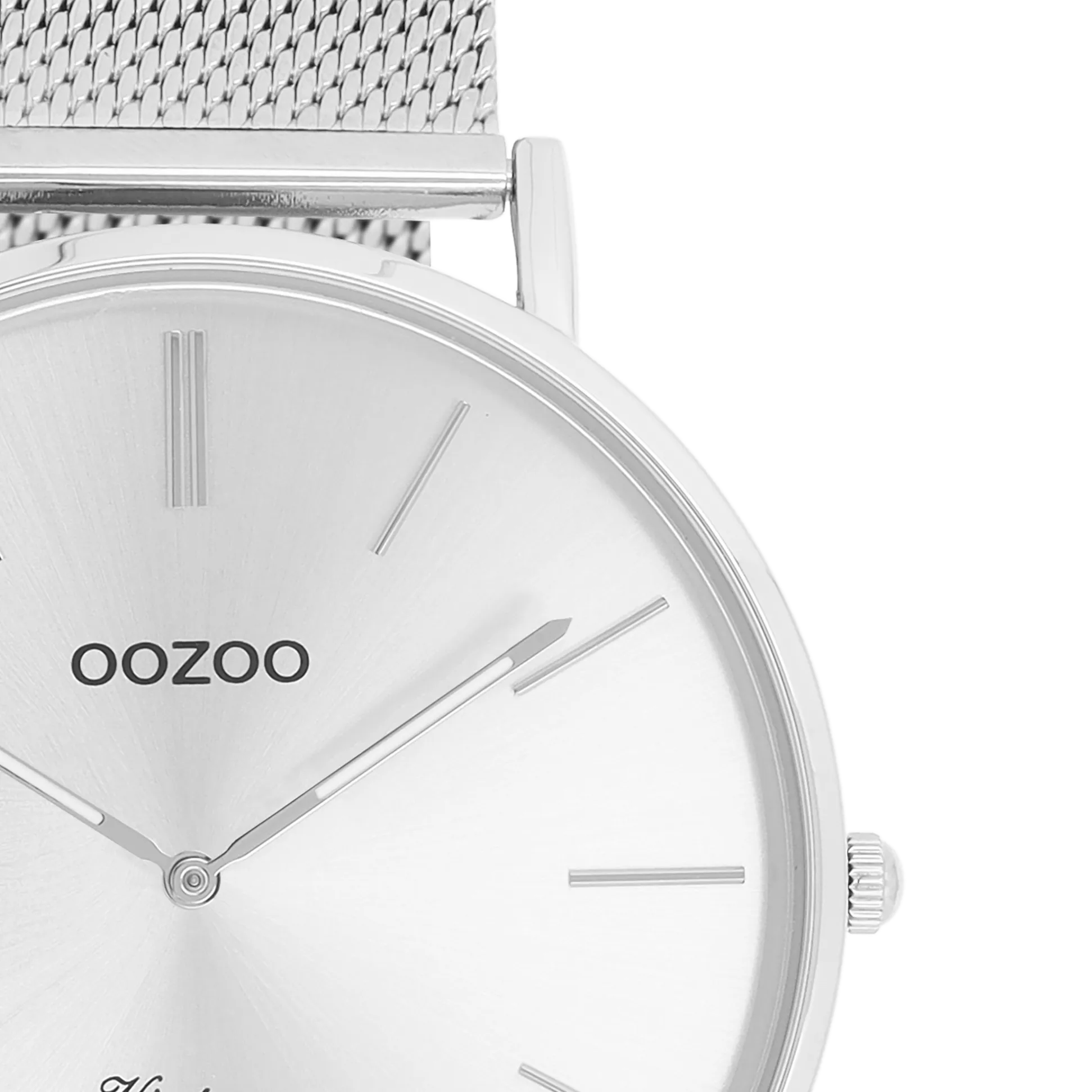 Silver coloured OOZOO watch with silver coloured metal mesh bracelet - C9904