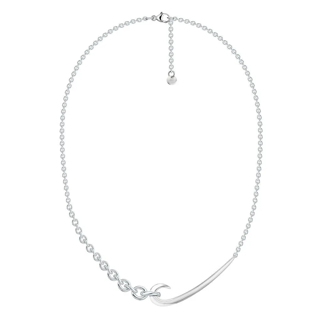 Silver Hook Chain Choker Necklace