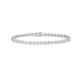 Slanted Heart Shape Diamond Tennis Bracelet (9.74 ct.) in 18K Gold