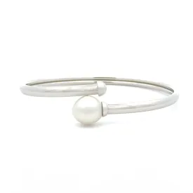 Sterling Silver Australian South Sea 10-11mm Cultured Pearl Bangle