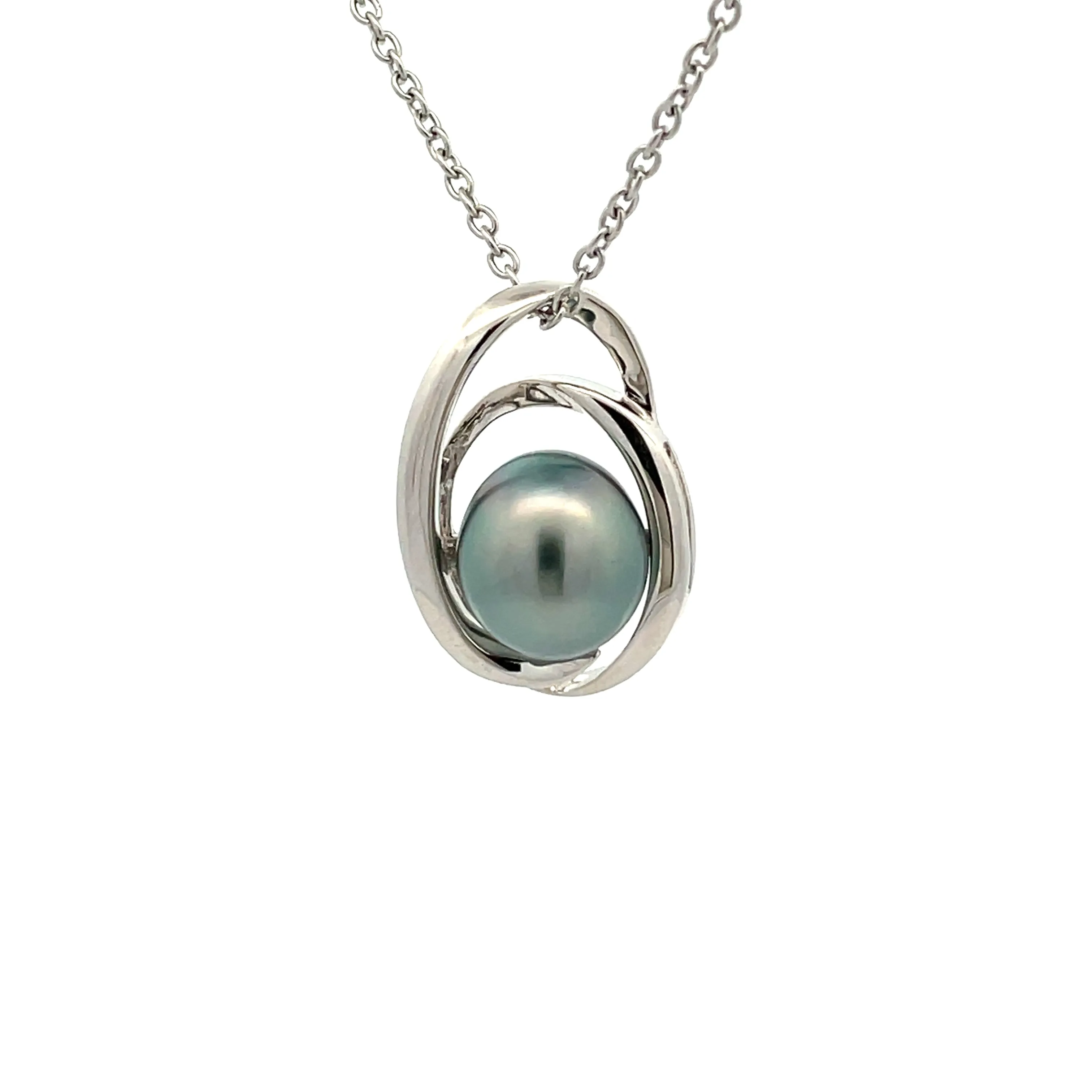 Sterling Silver Tahitian Cultured 9-10 mm Pearl Pendant