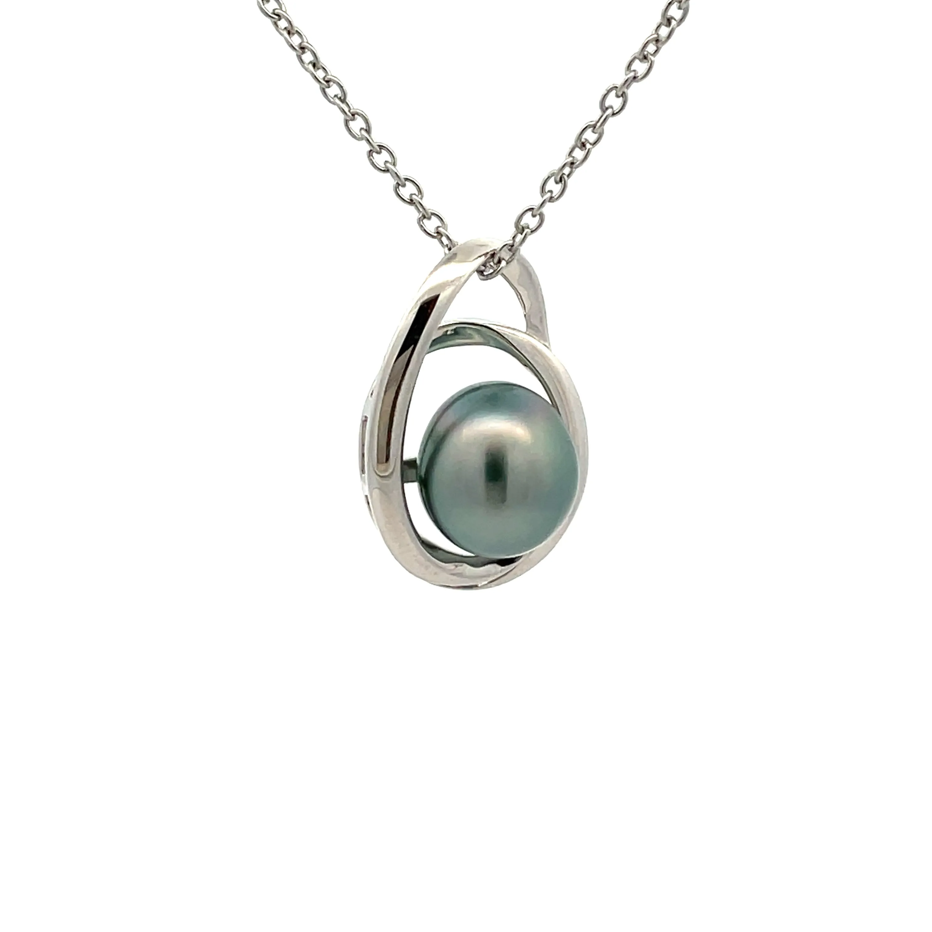 Sterling Silver Tahitian Cultured 9-10 mm Pearl Pendant