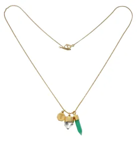 SUPERPOWER CHARM NECKLACE - CHRYSOPRASE WITH DIAMOND QUARTZ - GOLD