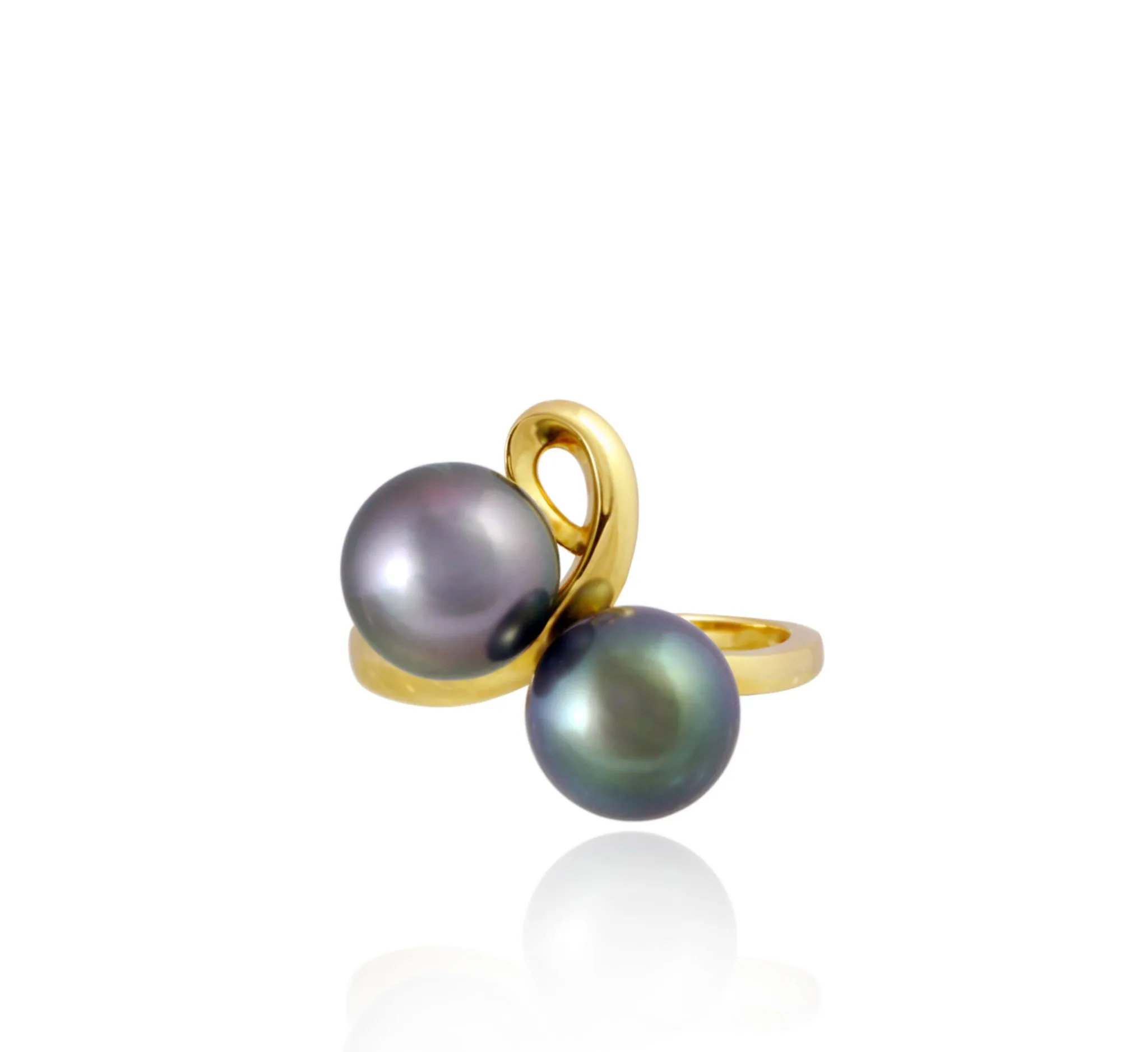 Tahitian pearl ring - 18K white gold - RGYGPE00028