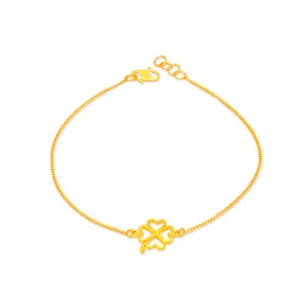 TAKA Jewellery 916 Gold Bracelet with Clover-shaped