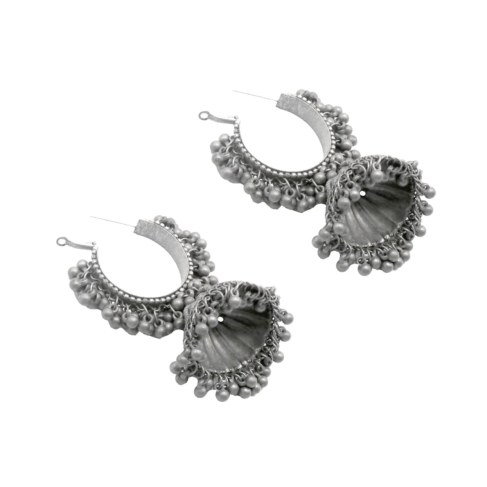 Teejh Alisha Pearl Silver Oxidised Jhumki Earrings