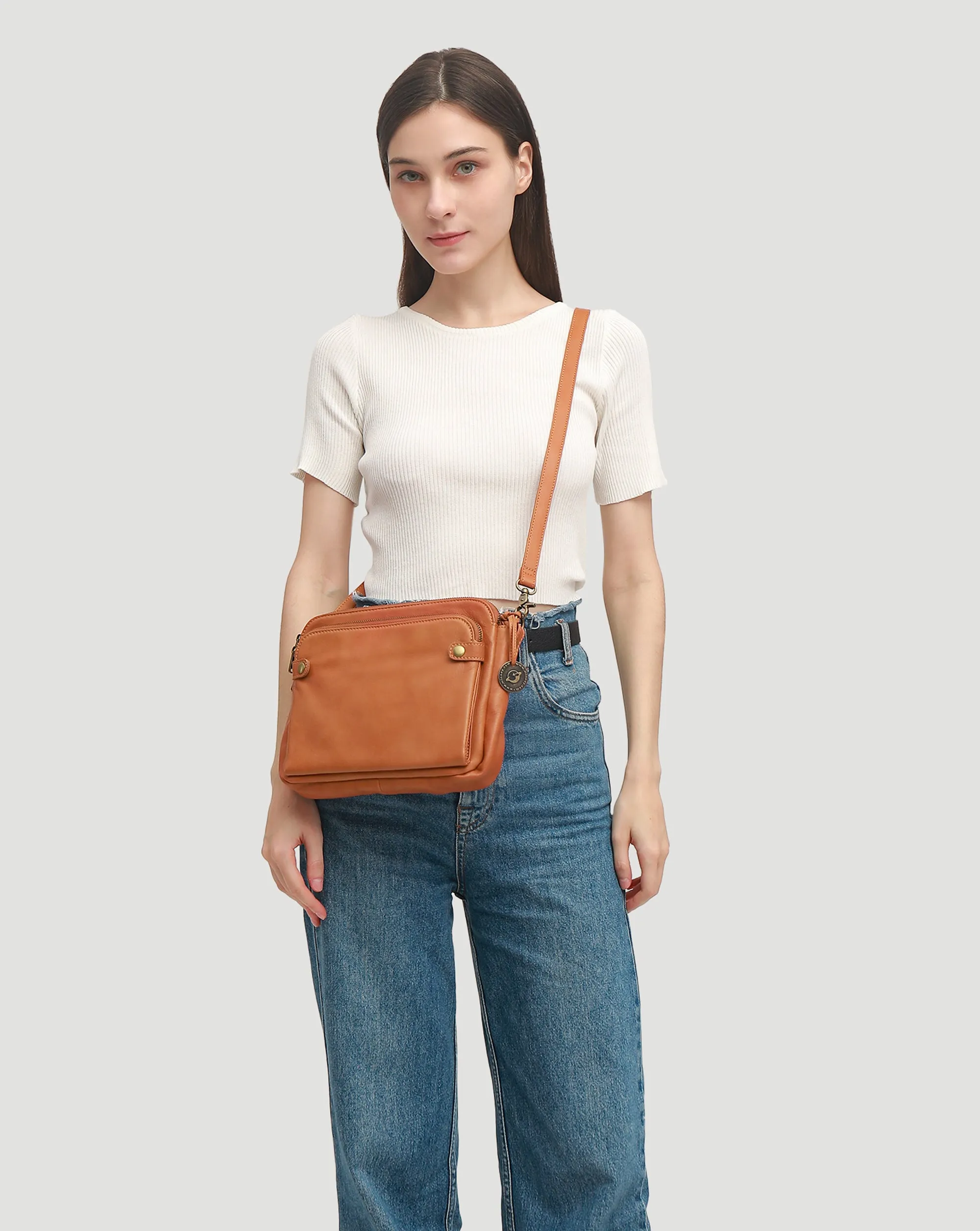 The Bali Three-Layer Leather Crossbody Shoulder & Clutch Bag