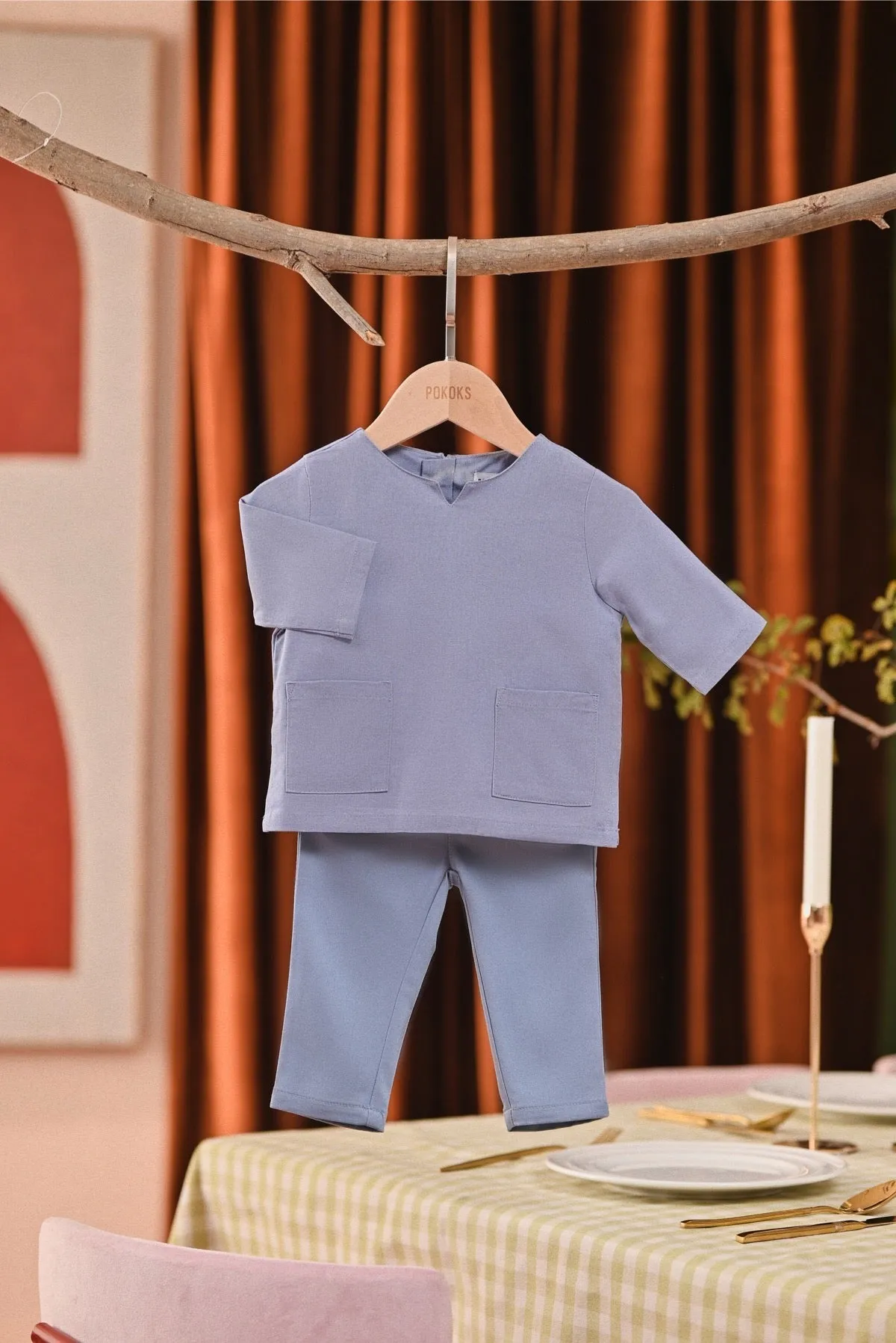 The Capai Babies Kurta - Light Pigeon Blue