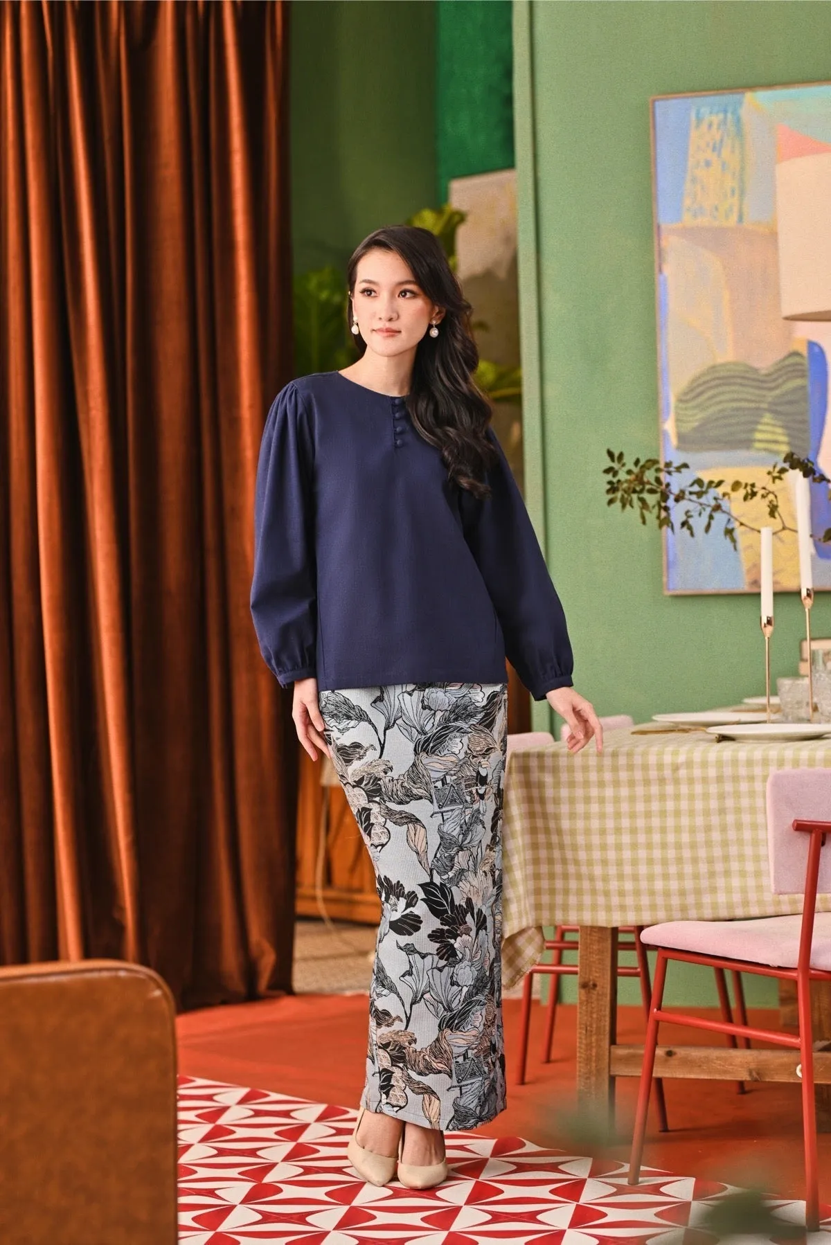 The Capai Women Jacquard Skirt - Borneo Sky